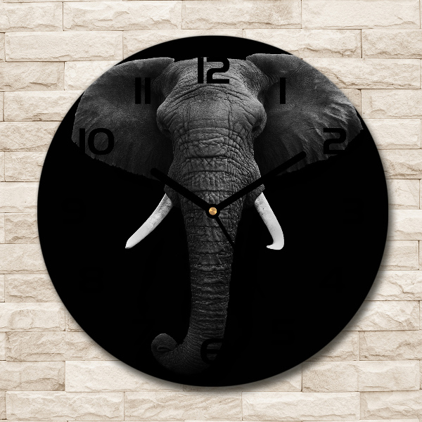 Orologio rotondo in vetro con motivo di elefante africano