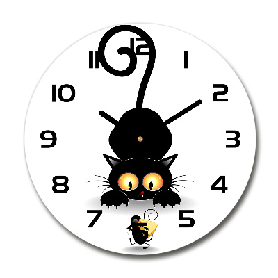 Orologio rotondo con decorazione gatto e topo