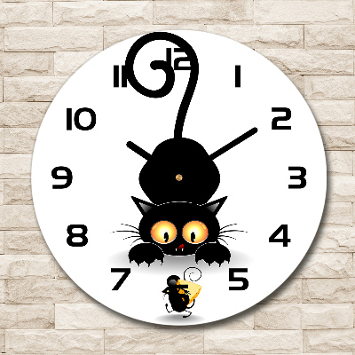 Orologio rotondo con decorazione gatto e topo