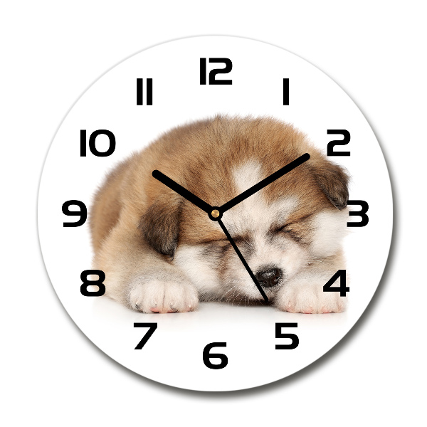 Orologio da parete rotondo con motivo Cucciolo di Akita