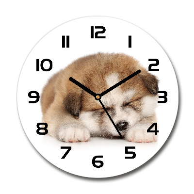 Orologio da parete rotondo con motivo Cucciolo di Akita