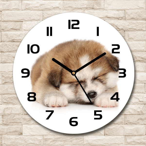 Orologio da parete rotondo con motivo Cucciolo di Akita