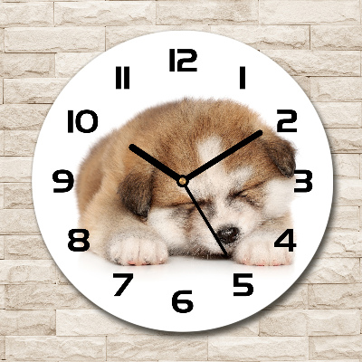 Orologio da parete rotondo con motivo Cucciolo di Akita