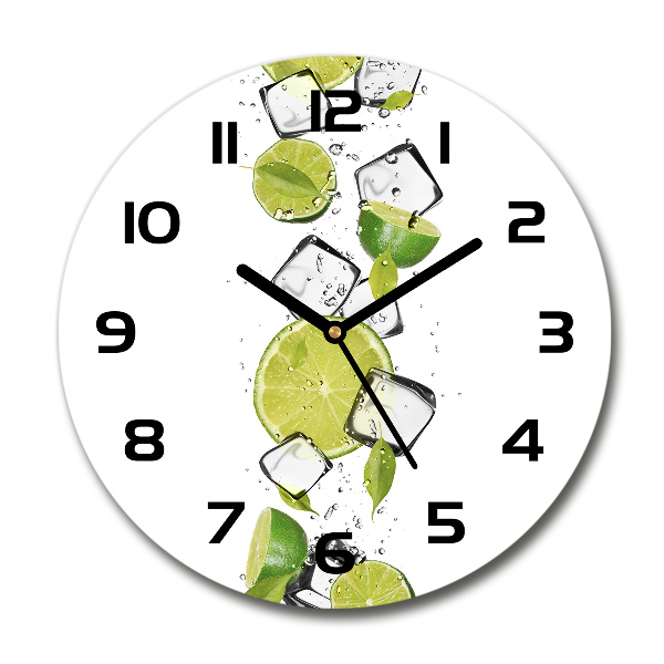 Orologio rotondo in vetro con motivo lime e ghiaccio