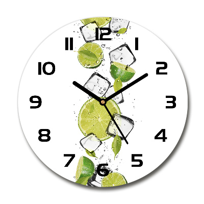 Orologio rotondo in vetro con motivo lime e ghiaccio