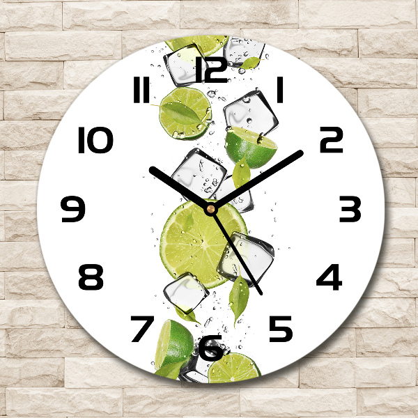 Orologio rotondo in vetro con motivo lime e ghiaccio