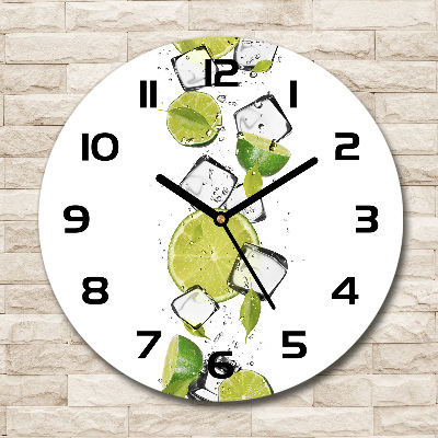 Orologio rotondo in vetro con motivo lime e ghiaccio