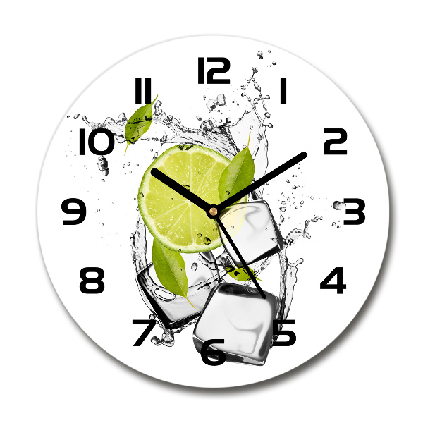 Orologio rotondo in vetro con motivo lime e ghiaccio