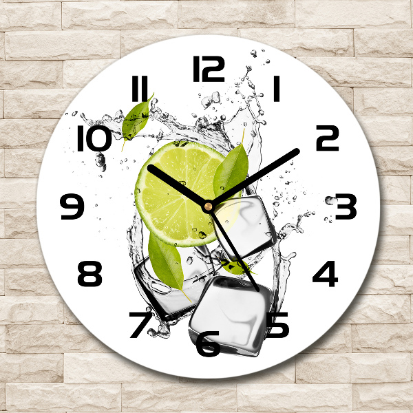 Orologio rotondo in vetro con motivo lime e ghiaccio