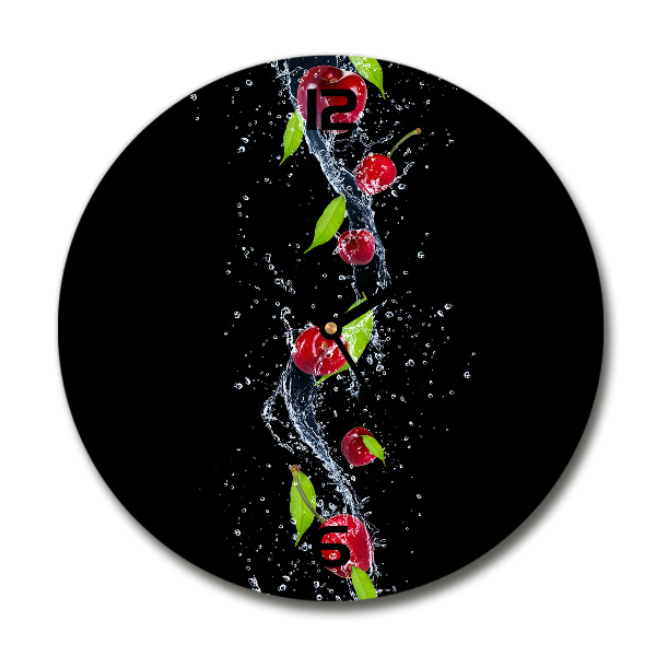 Orologio rotondo in vetro con quadrante decorato con ciliegie