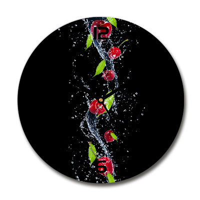 Orologio rotondo in vetro con quadrante decorato con ciliegie