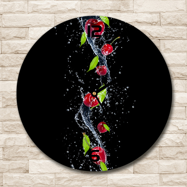 Orologio rotondo in vetro con quadrante decorato con ciliegie