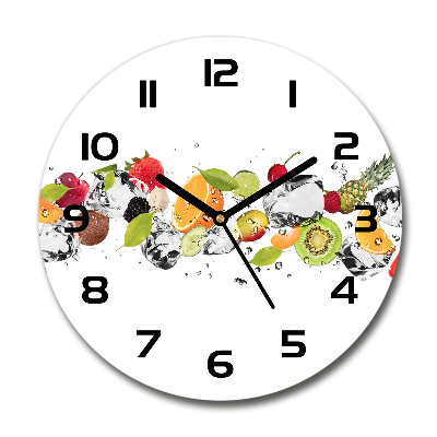 Orologio rotondo in vetro con motivo frutta e acqua