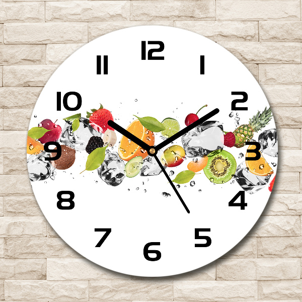 Orologio rotondo in vetro con motivo frutta e acqua