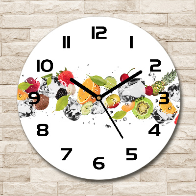 Orologio rotondo in vetro con motivo frutta e acqua
