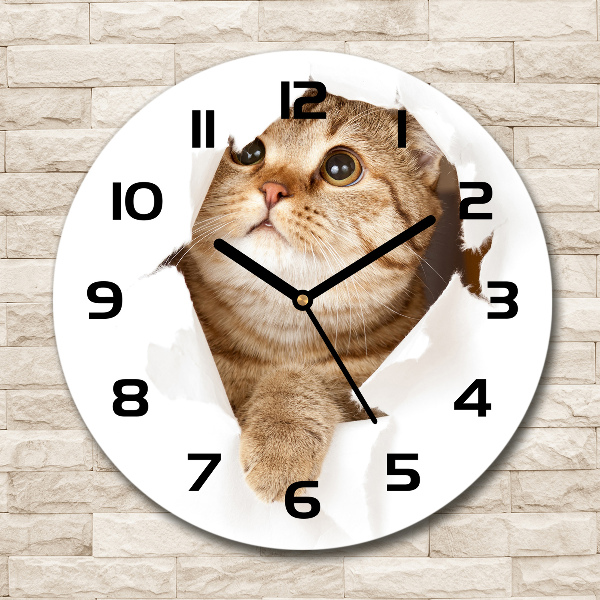 Orologio da parete rotondo con motivo a gatto