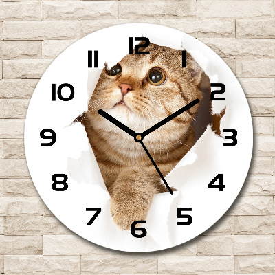 Orologio da parete rotondo con motivo a gatto