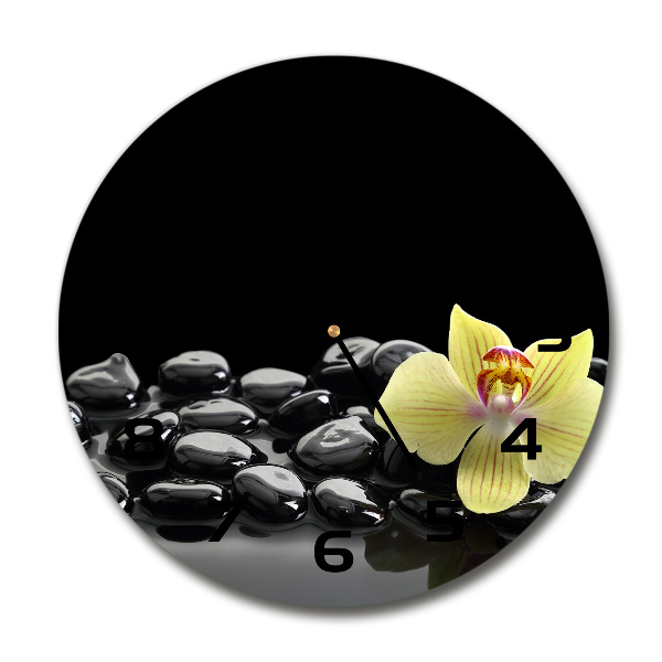 Orologio da parete rotondo con motivo orchidea