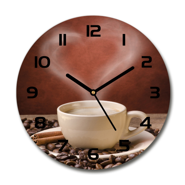 Orologio rotondo in vetro con finitura color caffè aromatico