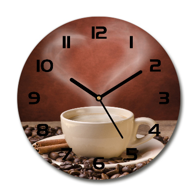 Orologio rotondo in vetro con finitura color caffè aromatico