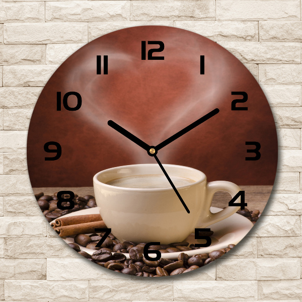 Orologio rotondo in vetro con finitura color caffè aromatico