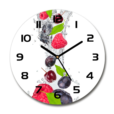 Orologio rotondo con quadrante decorato con motivo di frutta e gocce d'acqua