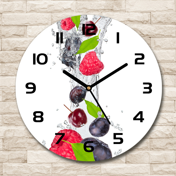 Orologio rotondo con quadrante decorato con motivo di frutta e gocce d'acqua