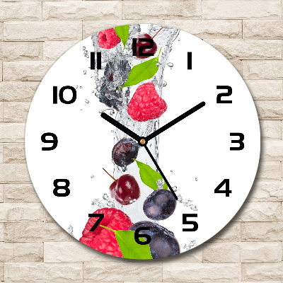 Orologio rotondo con quadrante decorato con motivo di frutta e gocce d'acqua