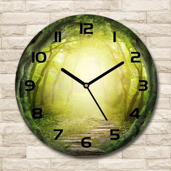Orologio rotondo in vetro con motivo del tunnel tra gli alberi