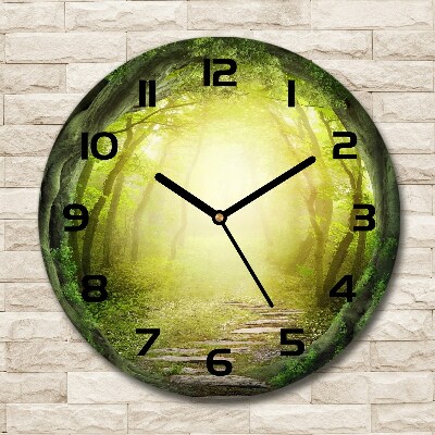 Orologio rotondo in vetro con motivo del tunnel tra gli alberi