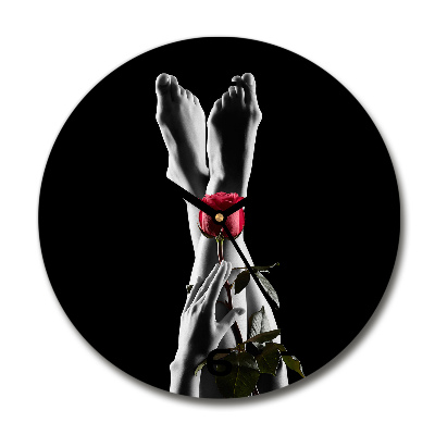 Orologio da parete rotondo con quadrante rosa e con piedini di supporto