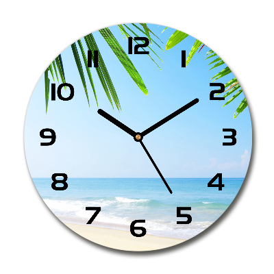 Orologio rotondo in vetro con motivo spiaggia tropicale