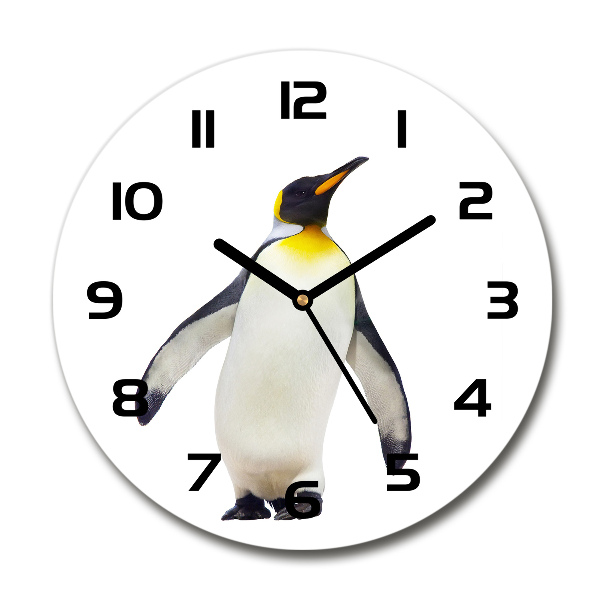 Orologio rotondo in vetro con motivo pinguino