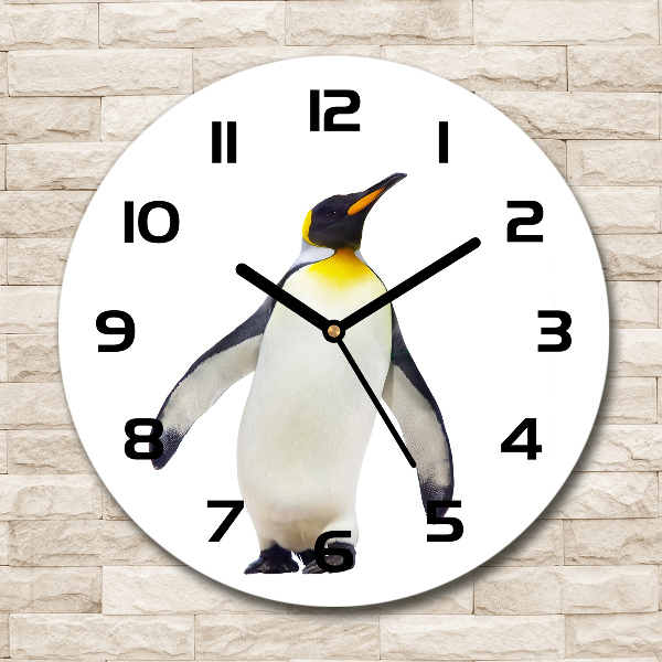 Orologio rotondo in vetro con motivo pinguino