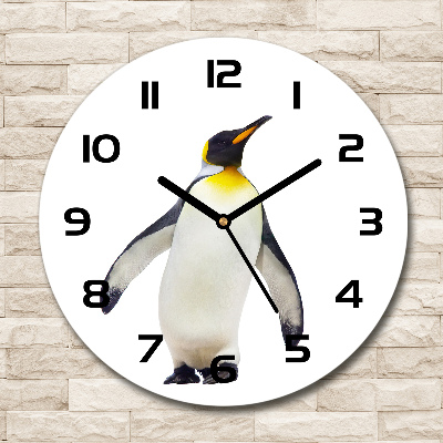 Orologio rotondo in vetro con motivo pinguino
