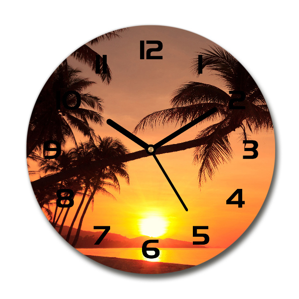 Orologio rotondo con motivo spiaggia al tramonto