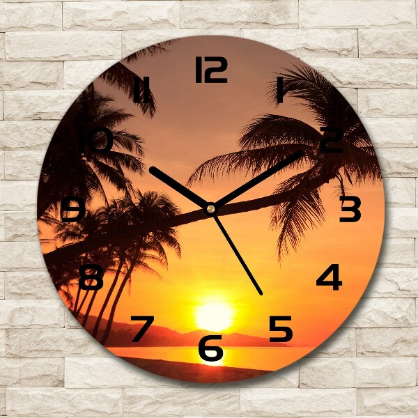 Orologio rotondo con motivo spiaggia al tramonto