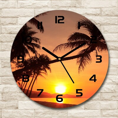 Orologio rotondo con motivo spiaggia al tramonto