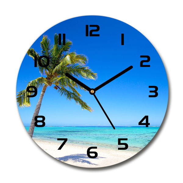 Orologio rotondo con motivo spiaggia tropicale