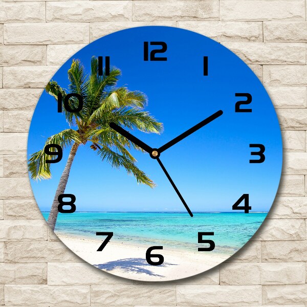 Orologio rotondo con motivo spiaggia tropicale