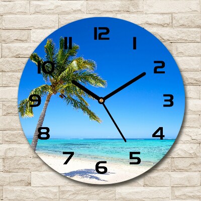 Orologio rotondo con motivo spiaggia tropicale