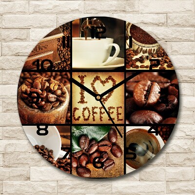 Orologio rotondo con motivo collage di caffè