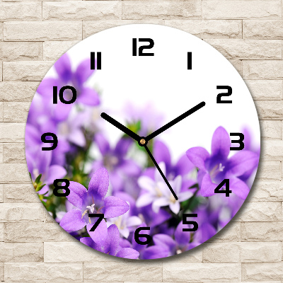 Orologio rotondo in vetro con campanelle di colore viola