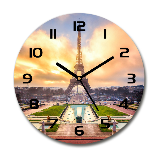 Orologio rotondo in vetro con motivo Torre Eiffel di Parigi