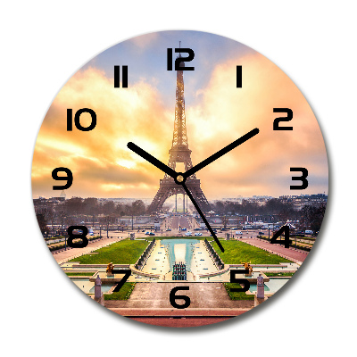 Orologio rotondo in vetro con motivo Torre Eiffel di Parigi