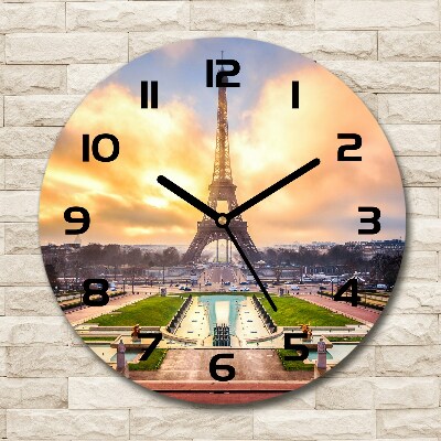 Orologio rotondo in vetro con motivo Torre Eiffel di Parigi