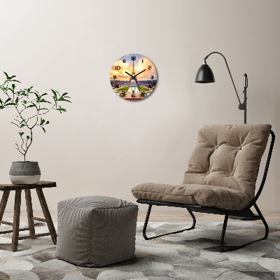 Orologio rotondo in vetro con motivo Torre Eiffel di Parigi