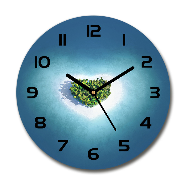 Orologio da parete rotondo con quadrante a forma di isola a forma di cuore