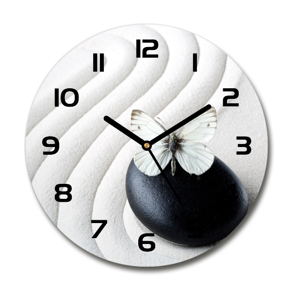 Orologio rotondo con motivo pietra zen e farfalla