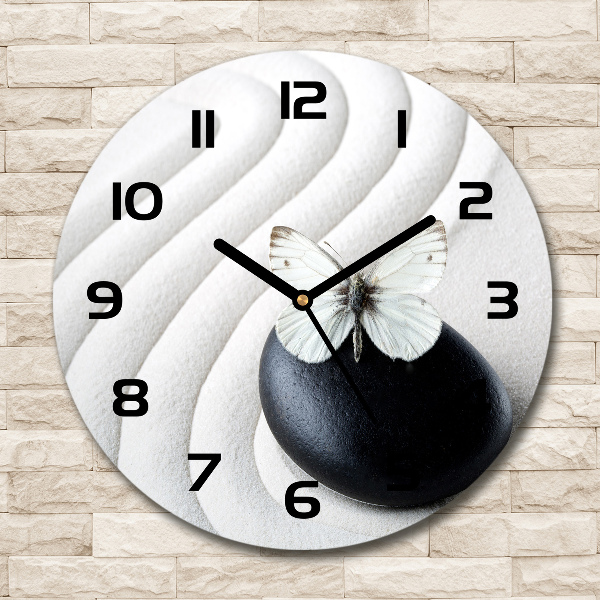 Orologio rotondo con motivo pietra zen e farfalla